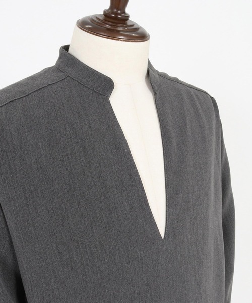 CAMBIO(カンビオ)の「ms6467-Drape 3-4 Sleeve Skipper pullover Shirts 七分袖プルオーバーシャツ(S68526cmb)(シャツ/ブラウス・メンズ・ブラック/チャコールグレー・L/M/S)」の18枚目の写真