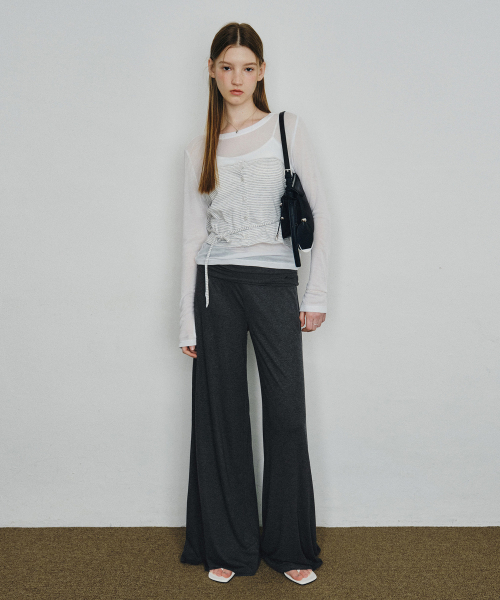 MONGDOL(モンドル)の「フォルダブルバンディングワイドパンツチャコールMDPT083CHARCOAL(スウェットパンツ・レディース・その他・F)」の3枚目の写真