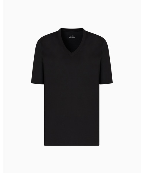 ARMANI EXCHANGE(アルマーニエクスチェンジ)の「【A|X アルマーニ エクスチェンジ】バックネックプリント 半袖VネックTシャツ/SLIM(Tシャツ/カットソー・メンズ・ブラック・SMALL/XX-LARGE/X-SMALL)」の2枚目の写真