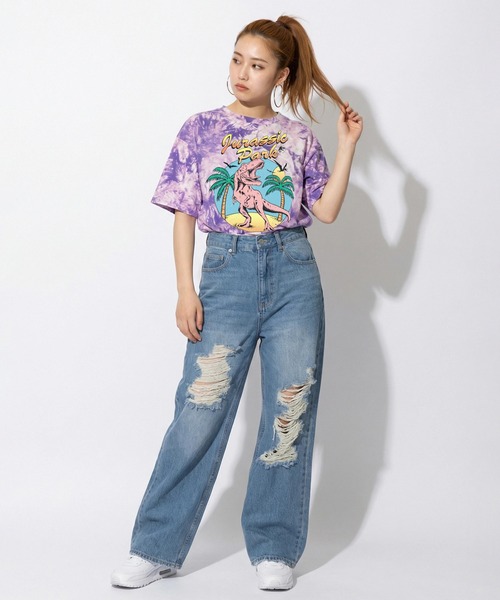 BABYDOLL（ベビードール）の「親子お揃い ジュラシック・パーク タイダイTシャツ 1491A（Tシャツ/カットソー・レディース・パープル・ユニセックスXL/ユニセックスL/ユニセックスM）」の8枚目の写真