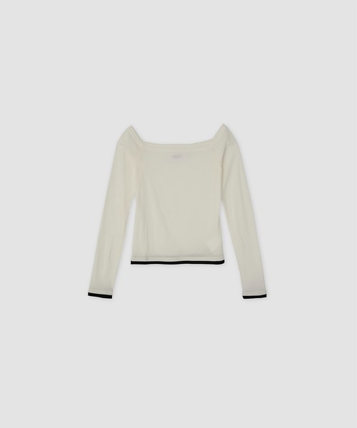 JANE SMITH / JOHN SMITH（ジェーンスミスジョンスミス）の「COTTON OFF SHOULDER LAYERED PULLOVER（Tシャツ/カットソー・レディース・ブラック/ブラウン/ホワイト・M）」の2枚目の写真