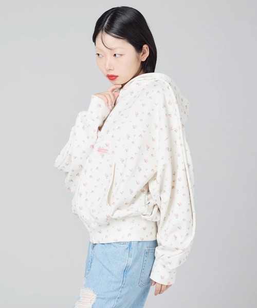 Little sunny bite（リトルサニーバイト）の「littlesunnybite/リトルサニーバイト/floral hoodie（パーカー・レディース・ブラック/ピンク/ホワイト・M/S）」の9枚目の写真