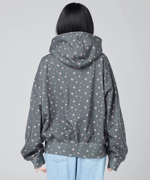 Little sunny bite（リトルサニーバイト）の「littlesunnybite/リトルサニーバイト/floral hoodie（パーカー・レディース・ブラック/ピンク/ホワイト・M/S）」の12枚目の写真