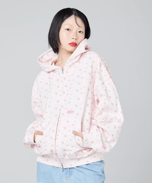 Little sunny bite（リトルサニーバイト）の「littlesunnybite/リトルサニーバイト/floral hoodie（パーカー・レディース・ブラック/ピンク/ホワイト・M/S）」の13枚目の写真