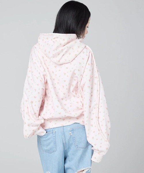 Little sunny bite（リトルサニーバイト）の「littlesunnybite/リトルサニーバイト/floral hoodie（パーカー・レディース・ブラック/ピンク/ホワイト・M/S）」の4枚目の写真