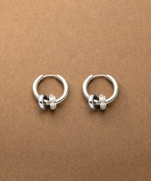 【サージカルステンレス】3WAYバイカラーリングのステンレス製キャッチレスフープピアス