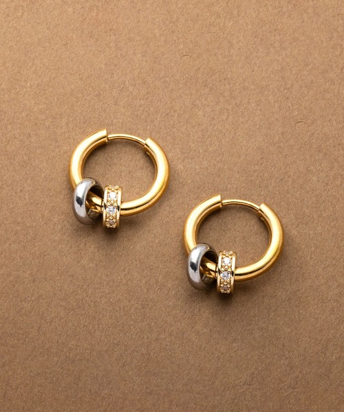 Cream dot.(クリームドット)の「【サージカルステンレス】3WAYバイカラーリングのステンレス製キャッチレスフープピアス(ピアス(両耳用)・レディース・シルバー/シルバー系その他/ゴールド系その他/ゴールド/ピンク系その他/ブラック系その他・ONE SIZE)」の21枚目の写真
