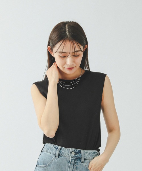 GLOBAL WORK(グローバルワーク)の「Beauteeフレンチスリーブ/633990(タンクトップ・レディース・ブラック/オフホワイト/ダークブラウン・MEDIUM/LARGE)」の10枚目の写真