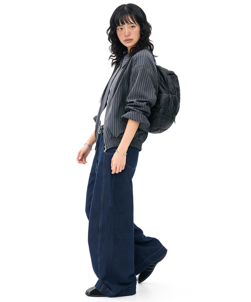 ARTISTWEAR（アーティストウェア）の「[ATW] サークルカーブデニムワイドパンツ（デニムパンツ・レディース・ネイビー・S/M/L/XL）」の12枚目の写真