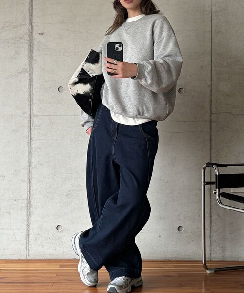ARTISTWEAR（アーティストウェア）の「[ATW] サークルカーブデニムワイドパンツ（デニムパンツ・レディース・ネイビー・S/M/L/XL）」の7枚目の写真