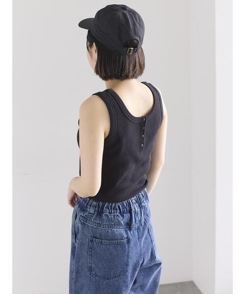 Samansa Mos2(サマンサ モスモス)の「前後2WAYヘンリーテレコタンクトップ(Tシャツ/カットソー・レディース・ブラック/オフホワイト/ダークブラウン・F)」の21枚目の写真