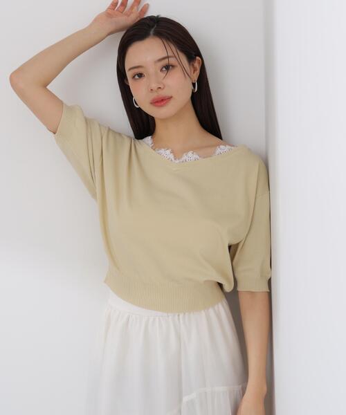 PROPORTION BODY DRESSING(プロポーションボディドレッシング)の「レース付き短丈ニット / 1216170412(ニット/セーター・レディース・ネイビー/イエロー/ピンク/ホワイト系その他・MEDIUM/SMALL)」の10枚目の写真