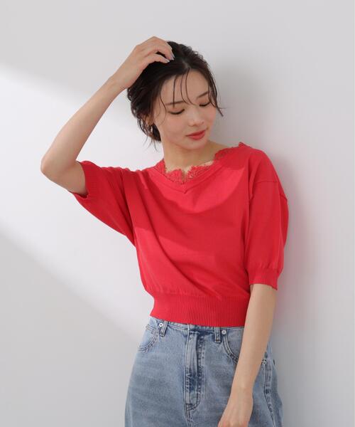 PROPORTION BODY DRESSING(プロポーションボディドレッシング)の「レース付き短丈ニット / 1216170412(ニット/セーター・レディース・ネイビー/イエロー/ピンク/ホワイト系その他・MEDIUM/SMALL)」の15枚目の写真