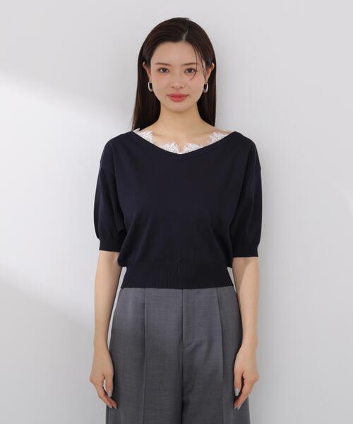 PROPORTION BODY DRESSING(プロポーションボディドレッシング)の「レース付き短丈ニット / 1216170412(ニット/セーター・レディース・ネイビー/イエロー/ピンク/ホワイト系その他・MEDIUM/SMALL)」の22枚目の写真