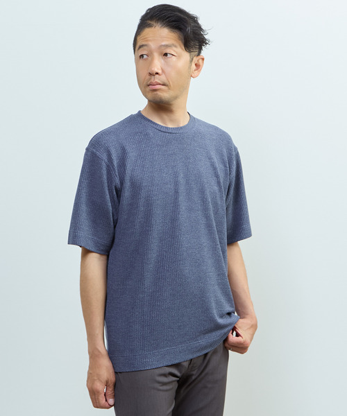 MEN'S MELROSE(メンズメルローズ)の「リンクスストライプスタンダードTシャツ(Tシャツ/カットソー・メンズ・グレー/ネイビー/ブラック/ブラウン・3/2)」の4枚目の写真