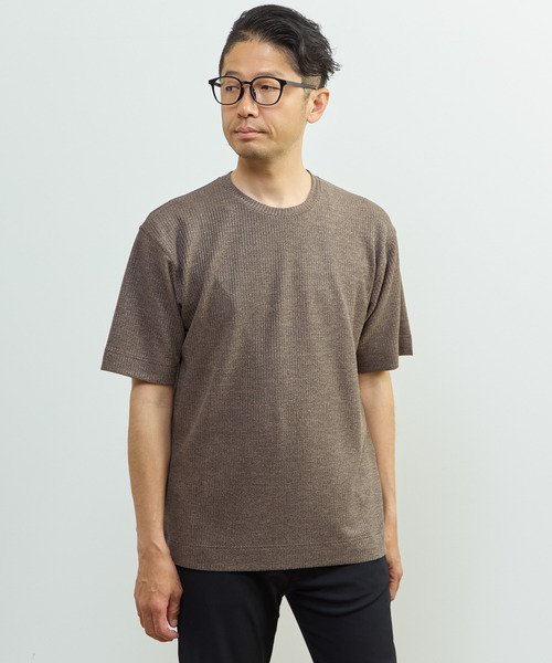 MEN'S MELROSE(メンズメルローズ)の「リンクスストライプスタンダードTシャツ(Tシャツ/カットソー・メンズ・グレー/ネイビー/ブラック/ブラウン・3/2)」の3枚目の写真