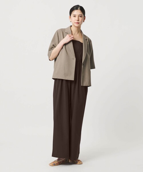 BEAUTY&YOUTH UNITED ARROWS（ビューティーアンドユースユナイテッドアローズ）の「【WEB限定 Wardrobe DAILY MINIMAL】ギャザーノースリーブ オールインワン 接触冷感 UVカット はっ水（つなぎ/オールインワン・レディース・ブラック/ダークブラウン・M/S）」の20枚目の写真