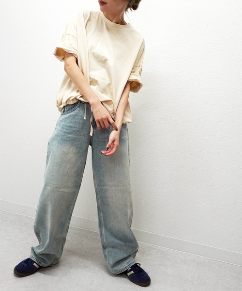 gossara(ゴサラ)の「【全色待望の再入荷!!】ギャザーヘムショートスリーブT(Tシャツ/カットソー・レディース・ホワイト/ホワイト系その他/ネイビー/ブラウン・FREE)」の13枚目の写真
