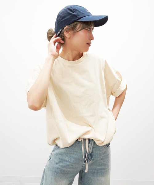 gossara(ゴサラ)の「【全色待望の再入荷!!】ギャザーヘムショートスリーブT(Tシャツ/カットソー・レディース・ホワイト/ホワイト系その他/ネイビー/ブラウン・FREE)」の5枚目の写真