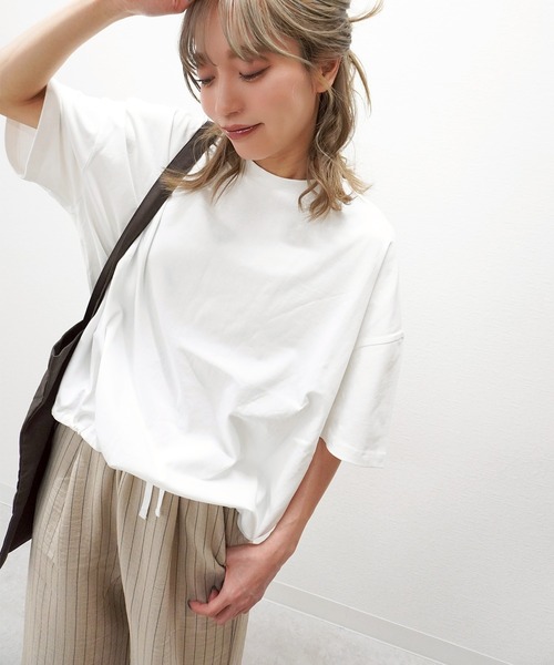 gossara(ゴサラ)の「【全色待望の再入荷!!】ギャザーヘムショートスリーブT(Tシャツ/カットソー・レディース・ホワイト/ホワイト系その他/ネイビー/ブラウン・FREE)」の17枚目の写真