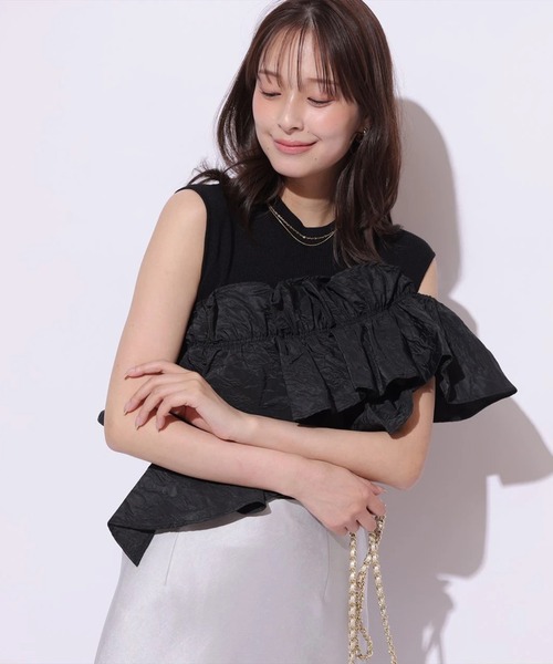 Mystrada(マイストラーダ)の「ノースリアシメフリルニット(ニット/セーター・レディース・ホワイト/ピンク系その他5/ライトイエロー/ブラック・38)」の7枚目の写真