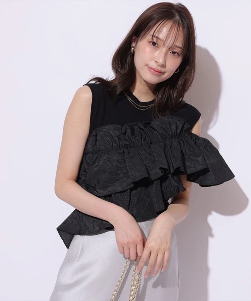 Mystrada(マイストラーダ)の「ノースリアシメフリルニット(ニット/セーター・レディース・ホワイト/ピンク系その他5/ライトイエロー/ブラック・38)」の8枚目の写真