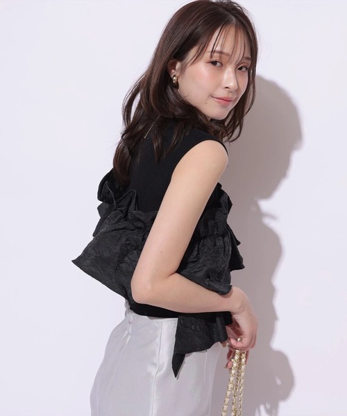Mystrada(マイストラーダ)の「ノースリアシメフリルニット(ニット/セーター・レディース・ホワイト/ピンク系その他5/ライトイエロー/ブラック・38)」の9枚目の写真
