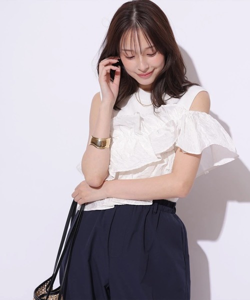 Mystrada(マイストラーダ)の「ノースリアシメフリルニット(ニット/セーター・レディース・ホワイト/ピンク系その他5/ライトイエロー/ブラック・38)」の13枚目の写真