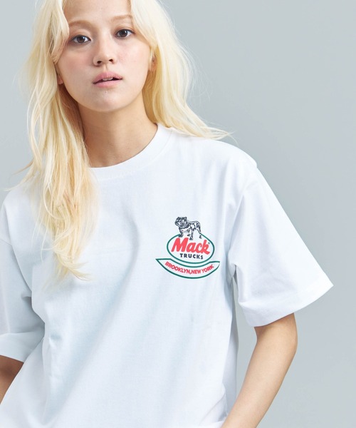 HOUSTON(ヒューストン)の「HOUSTON-MACKTRUCKS HEAVYWEIGHT PT TEE②(Tシャツ/カットソー・メンズ・ブラック/ホワイト・L/M)」の2枚目の写真