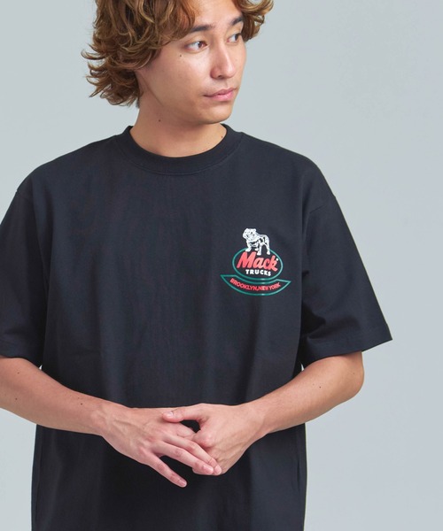 HOUSTON(ヒューストン)の「HOUSTON-MACKTRUCKS HEAVYWEIGHT PT TEE②(Tシャツ/カットソー・メンズ・ブラック/ホワイト・L/M)」の1枚目の写真
