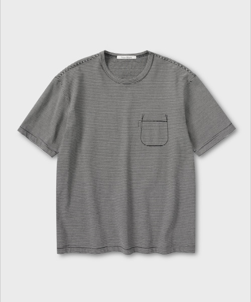 NONBLANK(ノンブランク)の「ピンストライプTシャツ_BLACK(Tシャツ/カットソー・メンズ・ブラック・MEDIUM/LARGE/X-LARGE)」の1枚目の写真