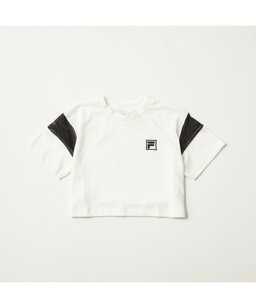 FILA（フィラ）の「FILA フィラ 半袖Tシャツ 切替デザイン ロゴ ショート丈（Tシャツ/カットソー・キッズ・杢グレー/オフホワイト/ブラック・110cm/120cm/130cm/140cm/160cm/150cm）」の2枚目の写真