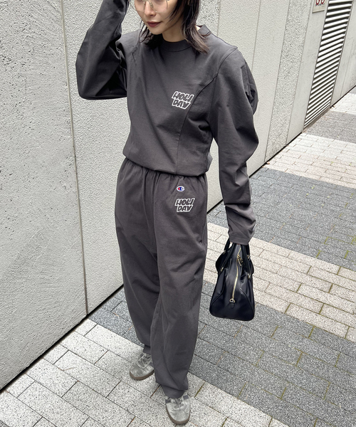 Champion（チャンピオン）の「別注【CHAMPION*JOURNAL STANDARD by HOLIDAY】 16s/1 Jersey PANT（スウェットパンツ・レディース・ブラック系その他/チャコールグレー/ネイビー/ブラウン/ピンク・FREE）」の22枚目の写真