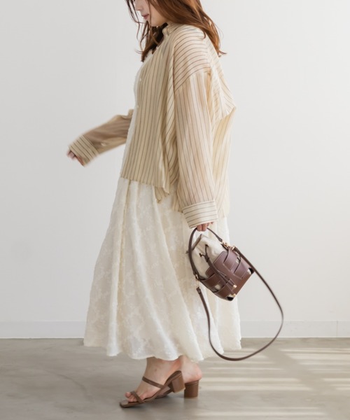 CLETTE(クレット)の「CLETTEオリジナルシアーストライプシャツ(シャツ/ブラウス・レディース・ブルー/イエロー/ベージュ・4L/3L/LL)」の6枚目の写真