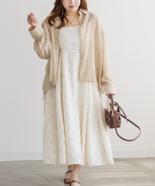 CLETTE(クレット)の「CLETTEオリジナルシアーストライプシャツ(シャツ/ブラウス・レディース・ブルー/イエロー/ベージュ・4L/3L/LL)」の5枚目の写真