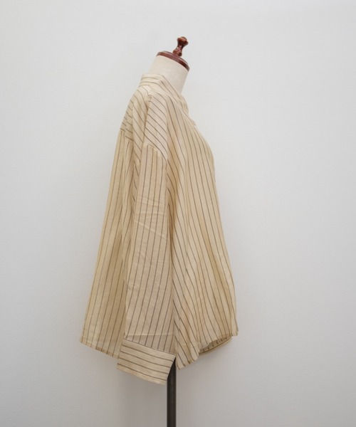 CLETTE(クレット)の「CLETTEオリジナルシアーストライプシャツ(シャツ/ブラウス・レディース・ブルー/イエロー/ベージュ・4L/3L/LL)」の15枚目の写真