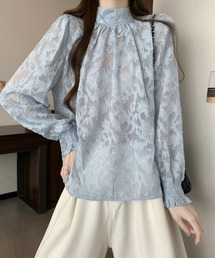 ジャガードシアーボリュームブラウス