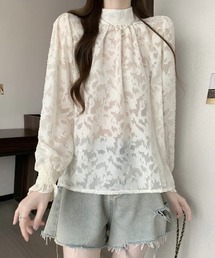 ジャガードシアーボリュームブラウス
