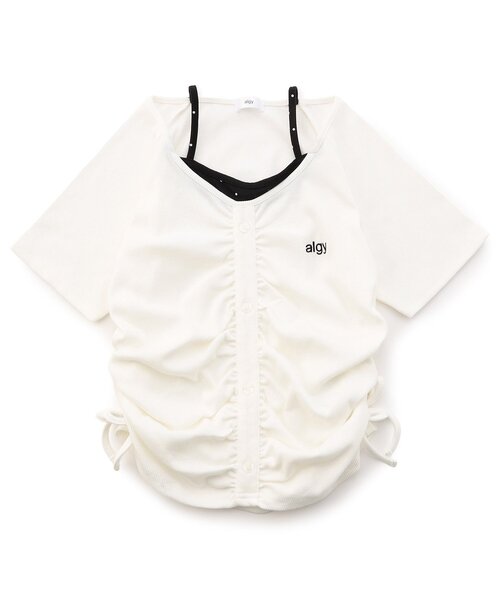 algy(アルジー)の「レイヤード風リブ半袖Tシャツ(Tシャツ/カットソー・キッズ・ブラック/グレー/オフホワイト・130/140/150/160)」の6枚目の写真