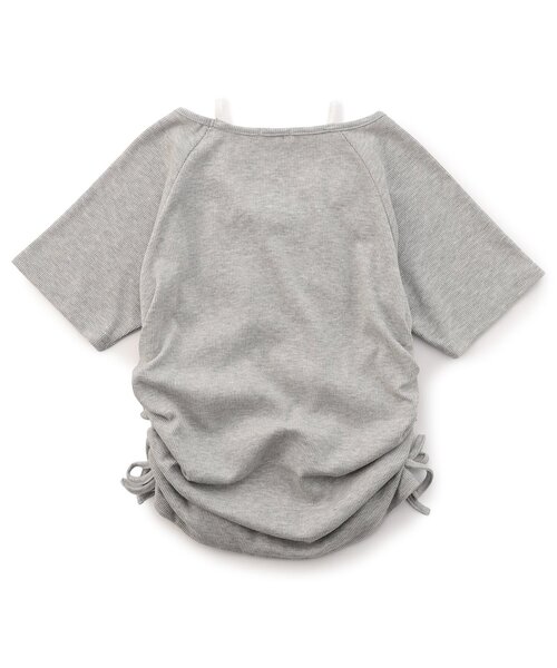 algy(アルジー)の「レイヤード風リブ半袖Tシャツ(Tシャツ/カットソー・キッズ・ブラック/グレー/オフホワイト・130/140/150/160)」の8枚目の写真