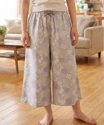 【TETE SELECTION】7分丈リップルプリントパンツ/総柄 ウエストゴム リラックス 涼しい