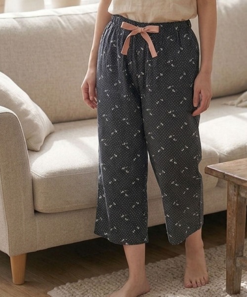 TETE(テット)の「【TETE SELECTION】7分丈リップルプリントパンツ/総柄 ウエストゴム リラックス 涼しい(その他パンツ・レディース・ブラック/グレー/ネイビー・X-LARGE/LARGE/MEDIUM)」の5枚目の写真