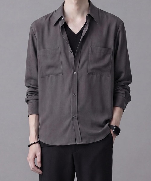 ato（アトウ）の「Crepe de Chine SHIRT（シャツ/ブラウス・メンズ・ブラック/グレー/ホワイト・44/46/48）」の3枚目の写真