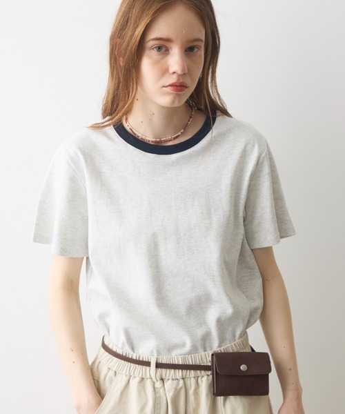 Crisp(クリスプ)の「rib accent over T / リブアクセントオーバーT(Tシャツ/カットソー・レディース・オートミール/ネイビー/ブラウン・FREE)」の16枚目の写真