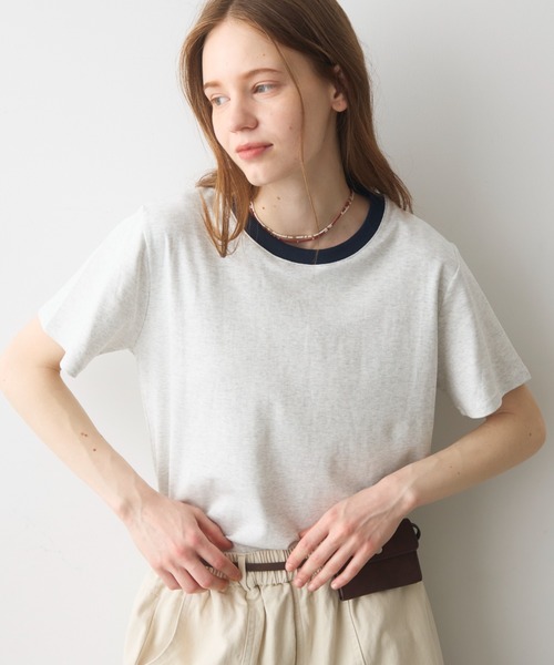 Crisp(クリスプ)の「rib accent over T / リブアクセントオーバーT(Tシャツ/カットソー・レディース・オートミール/ネイビー/ブラウン・FREE)」の17枚目の写真