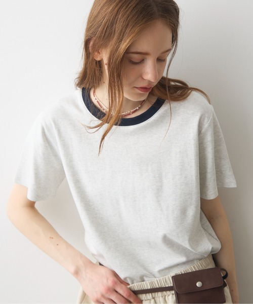 Crisp(クリスプ)の「rib accent over T / リブアクセントオーバーT(Tシャツ/カットソー・レディース・オートミール/ネイビー/ブラウン・FREE)」の18枚目の写真