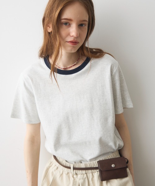 Crisp(クリスプ)の「rib accent over T / リブアクセントオーバーT(Tシャツ/カットソー・レディース・オートミール/ネイビー/ブラウン・FREE)」の19枚目の写真