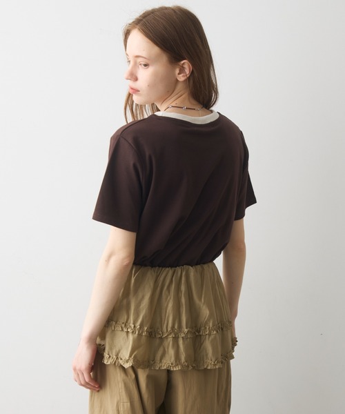 Crisp(クリスプ)の「rib accent over T / リブアクセントオーバーT(Tシャツ/カットソー・レディース・オートミール/ネイビー/ブラウン・FREE)」の10枚目の写真