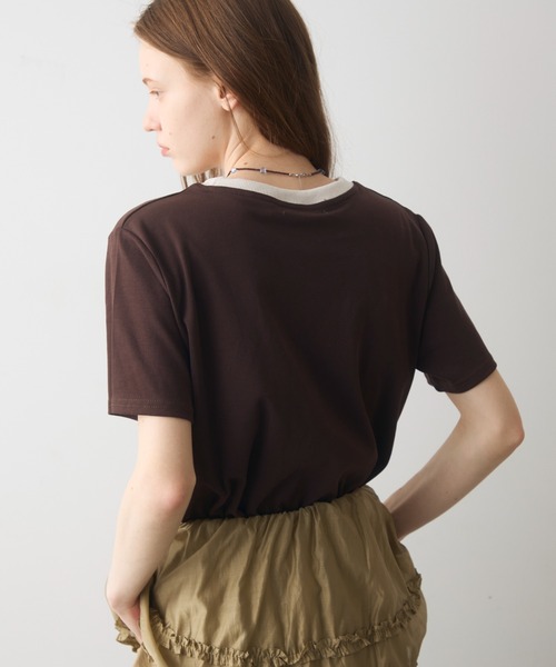 Crisp(クリスプ)の「rib accent over T / リブアクセントオーバーT(Tシャツ/カットソー・レディース・オートミール/ネイビー/ブラウン・FREE)」の6枚目の写真
