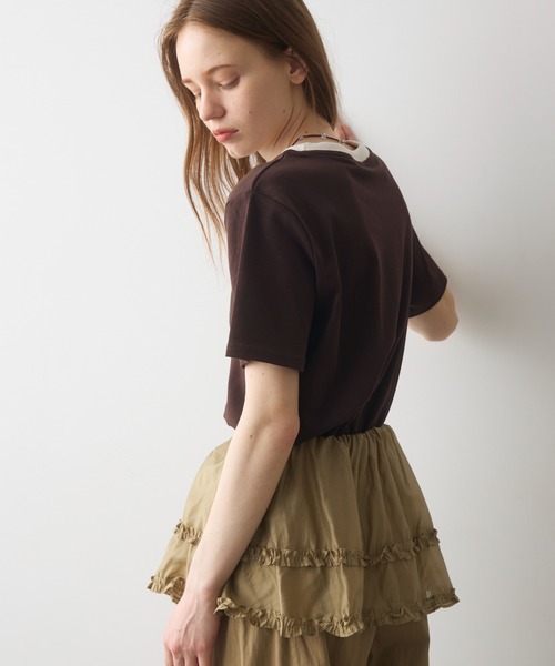 Crisp(クリスプ)の「rib accent over T / リブアクセントオーバーT(Tシャツ/カットソー・レディース・オートミール/ネイビー/ブラウン・FREE)」の7枚目の写真
